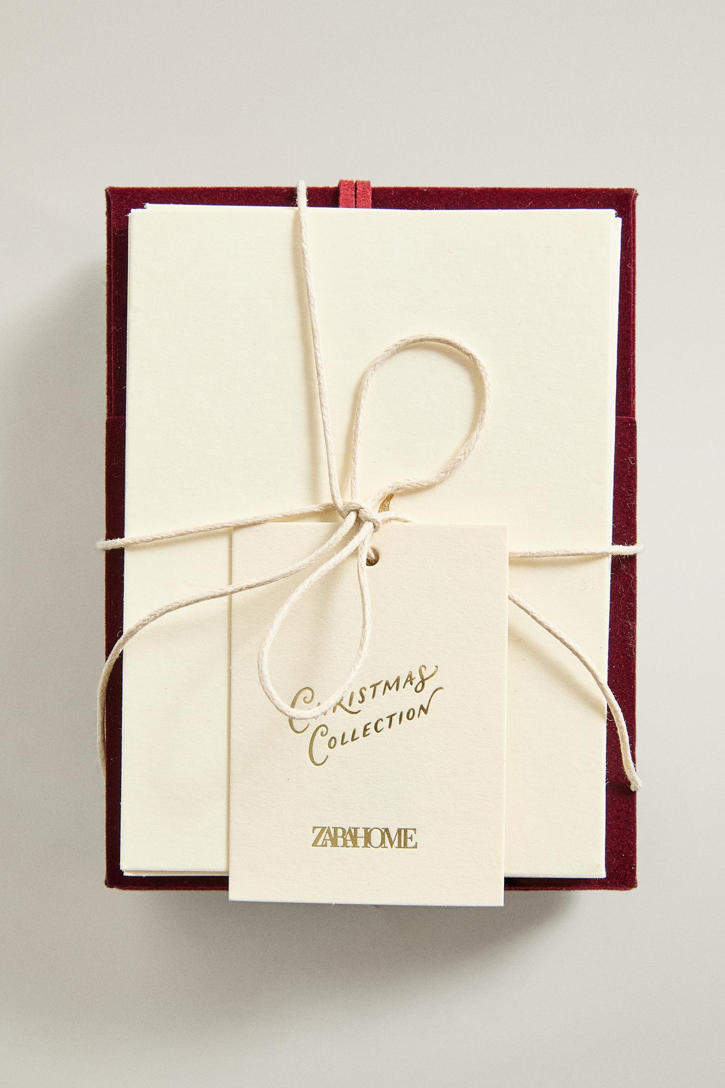 Zara Christmas Velvet Card and Envelope Set (Pack OF 4), цвет: Красный — фото 4