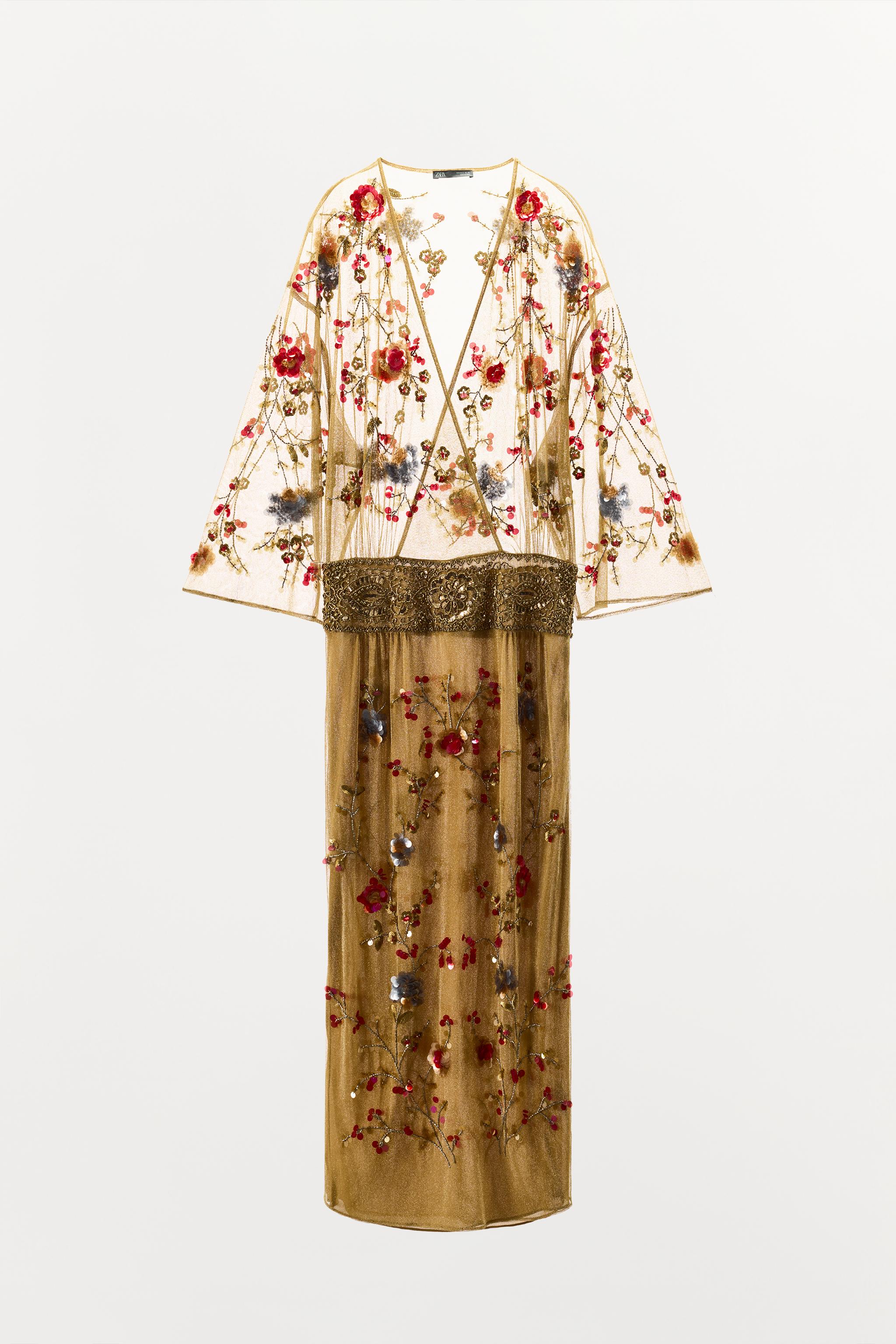 METALLIC THREAD BEADED DRESS - Gold | ZARA United States