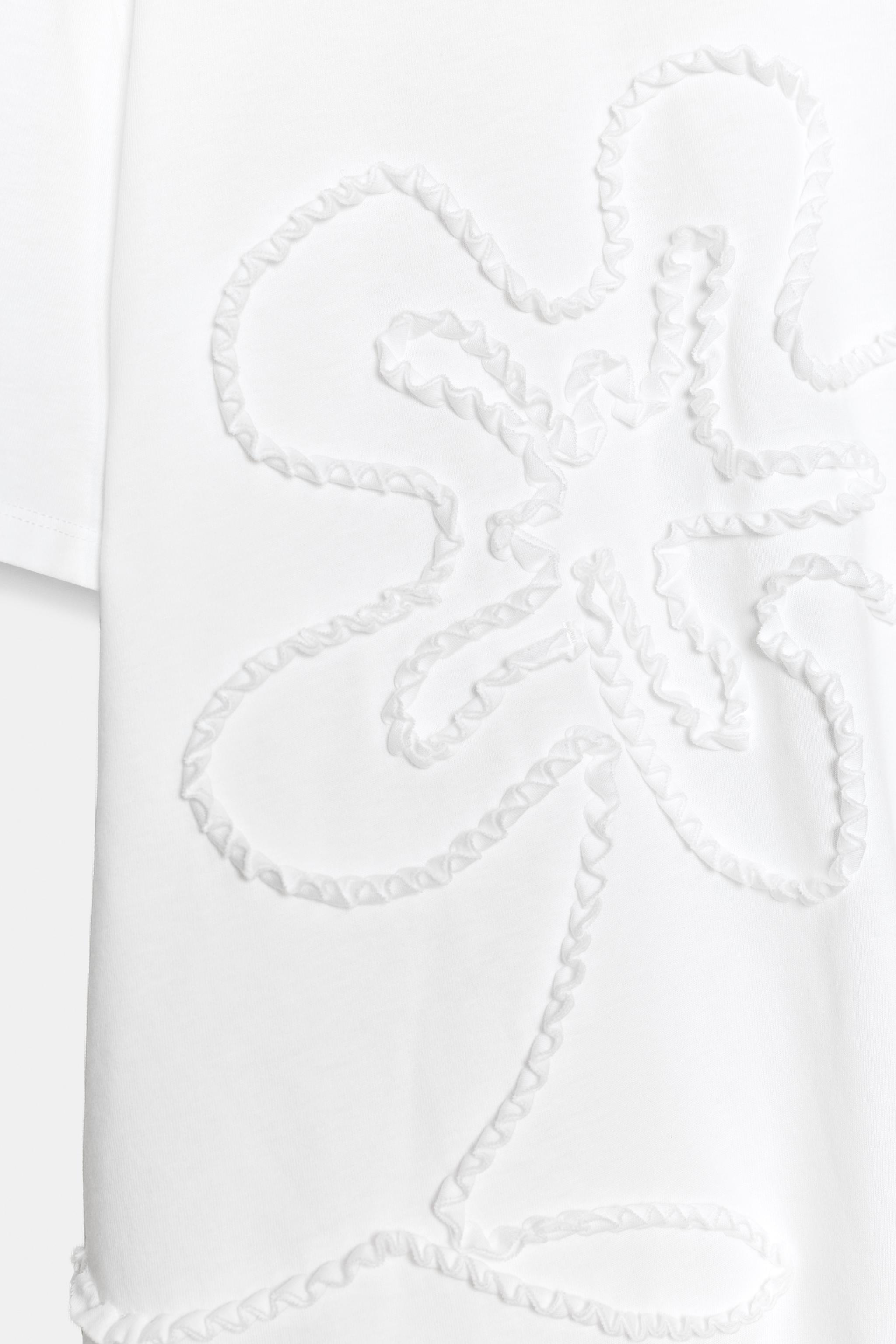 Женские футболки Zara EMBOSSED FLORAL T-SHIRT — фото 8
