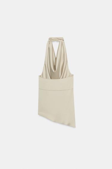 ASYMMETRIC SATIN HALTER TOP - Cava by Zara - Image 7