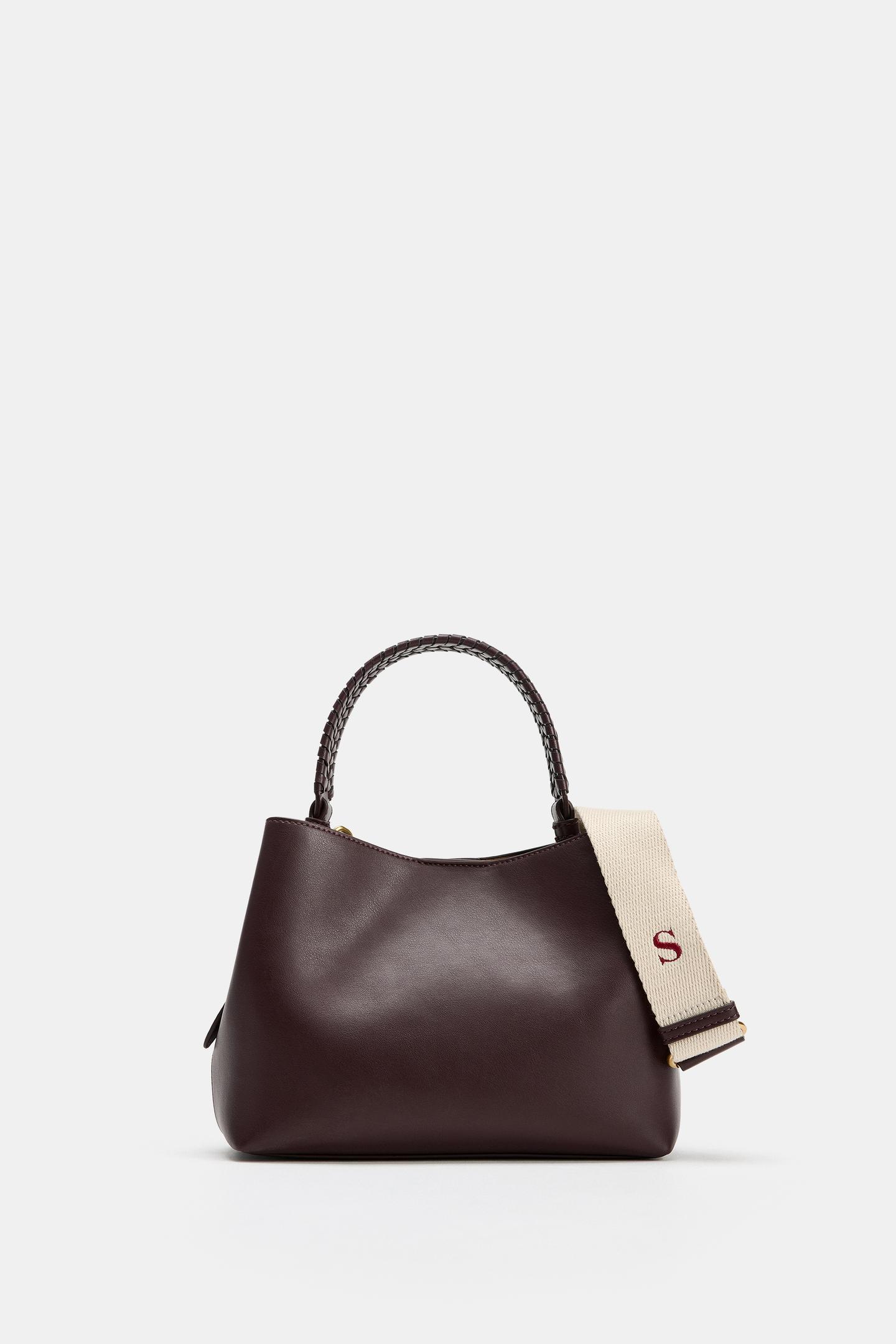 Женская сумка Zara Braided Handle, цвет: Бордовый красный — фото 6