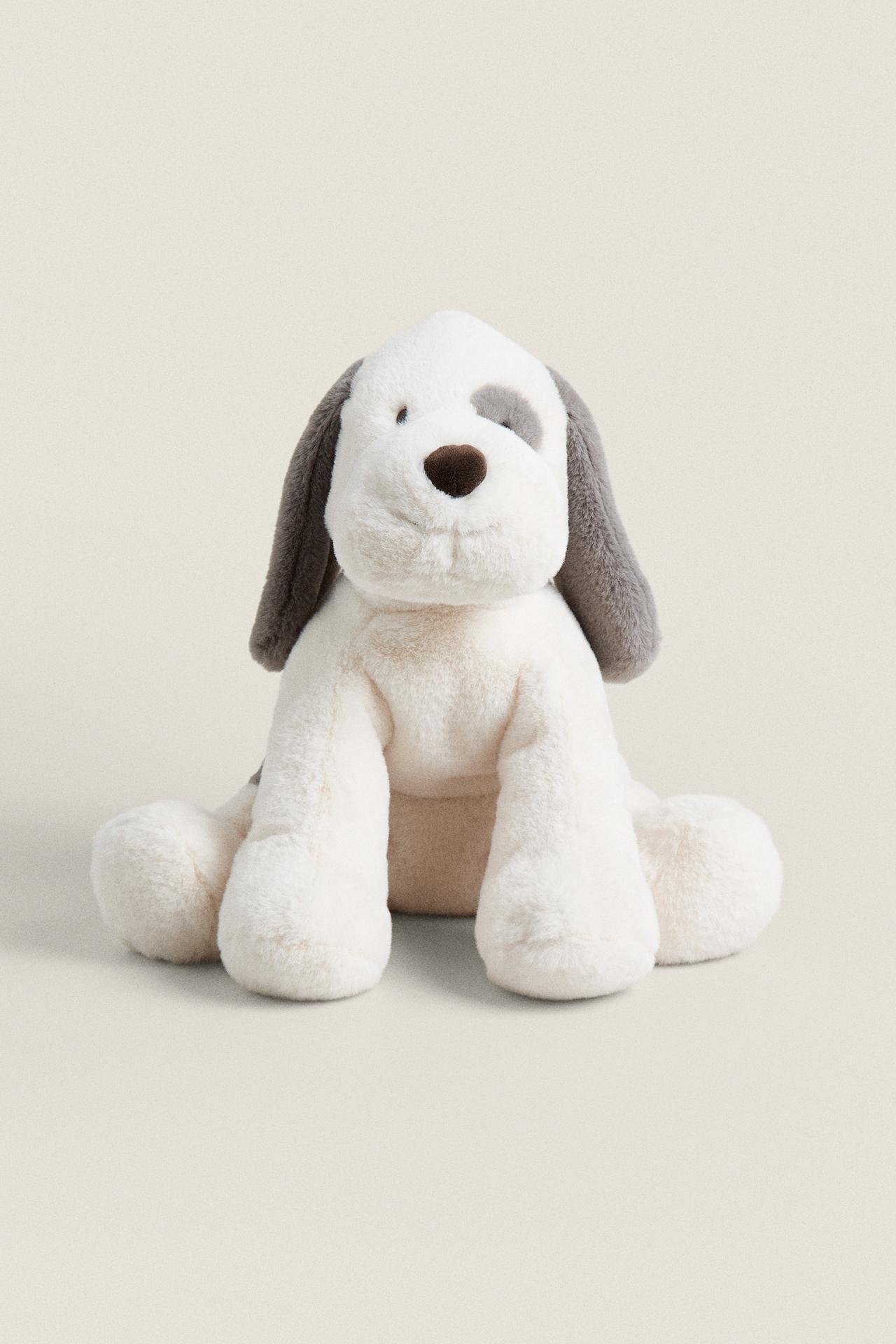 LARGE KIDS' DOG PLUSH TOY — Ecru