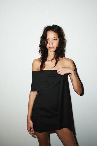 STRAPLESS SHORT DRESS - Black by Zara - Image 4