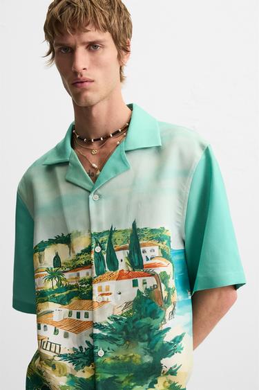 LANDSCAPE PRINT SHIRT - Green by Zara - Image 4