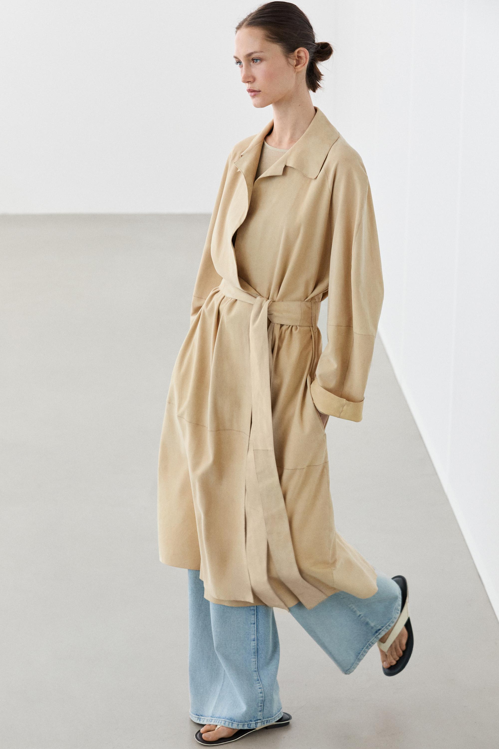 Manteau long en daim