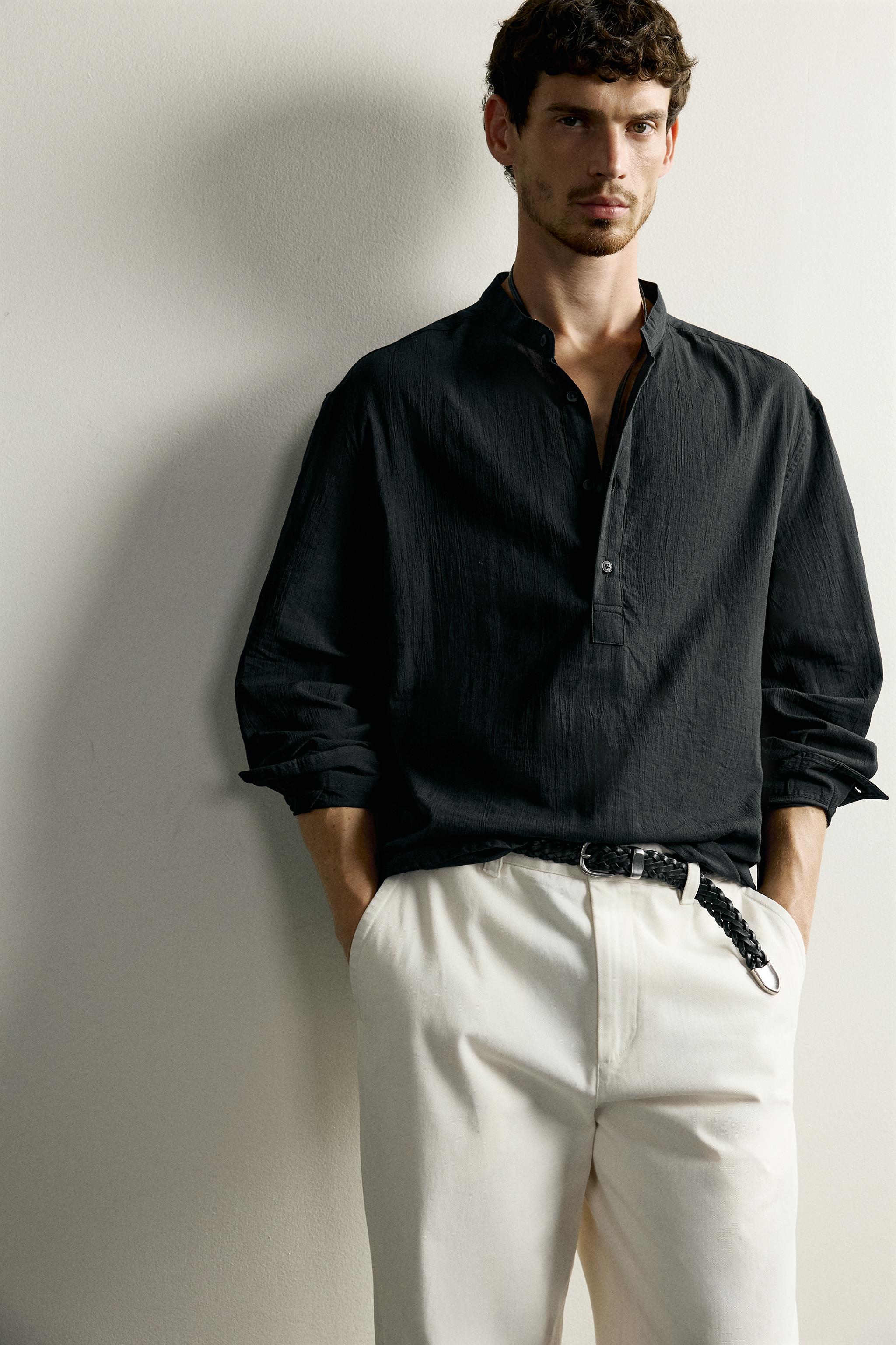 Zara KIRIŞIK GÖRÜNÜMLÜ POLO YAKA T-SHIRT görsel 5