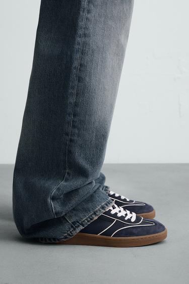 Zara CONTRASTING SOLE SNEAKERS - Dark Blue