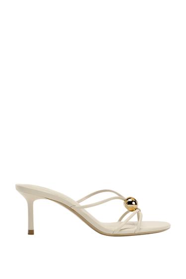HIGH-HEEL SANDALS WITH METAL DETAIL - Ecru by Zara