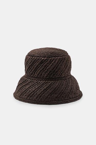 Zara 100% PAPER WOVEN HAT - Brown - Image 0