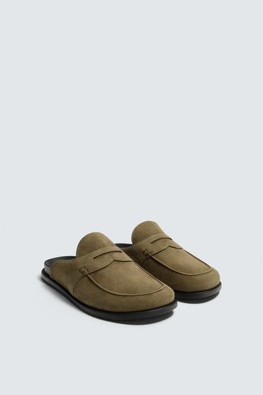 قبقاب جلدي مزين - بيج الخاص بـ Zara
