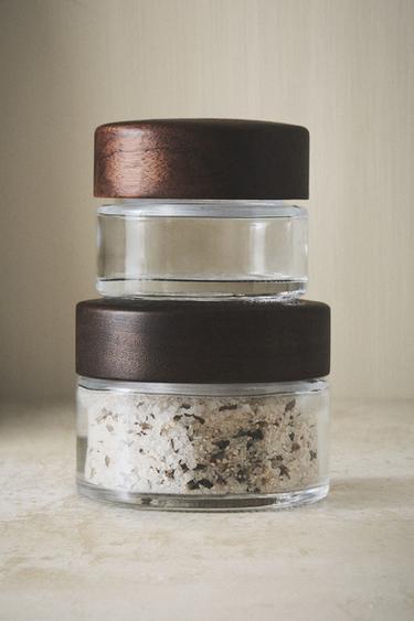GLASS AND WOOD JAR - Transparent by Zara