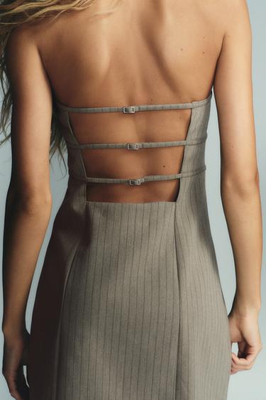 ROBE BUSTIER RAYURE BANQUIER - Gris foncé de Zara - Image 3