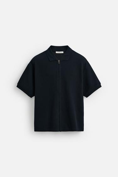 TEXTURED ZIP-UP JACKET - Navy blue by Zara