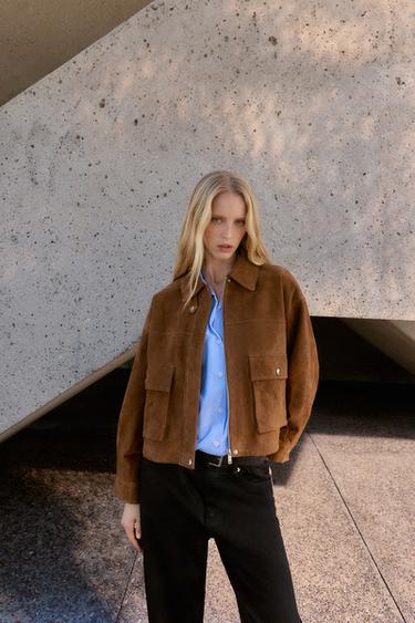 CAÇADORA BOMBER 100% PELL - whiskey de Zara