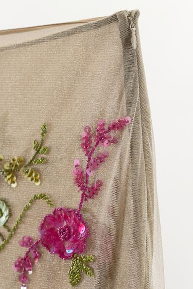 METALLIC THREAD BEAD SKIRT - Beige-pink by Zara - Image 6