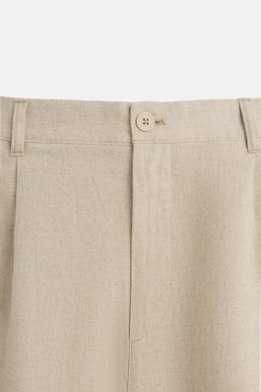 BERMUDA OVERSIZE LIN - VISCOSE - Beige clair de Zara - Image 7