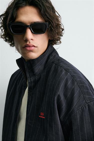 EMBROIDERED STRIPED DENIM JACKET - Blue by Zara - Image 4