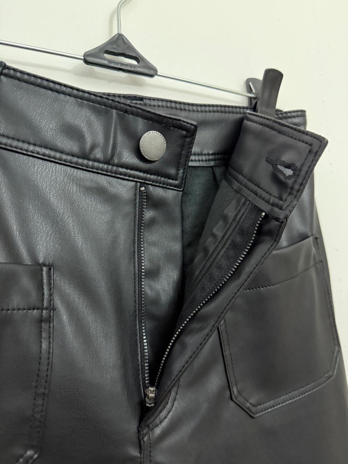 ZW NAVY STRAIGHT-LEG HIGH-WAIST FAUX LEATHER TROUSERS - Image 5