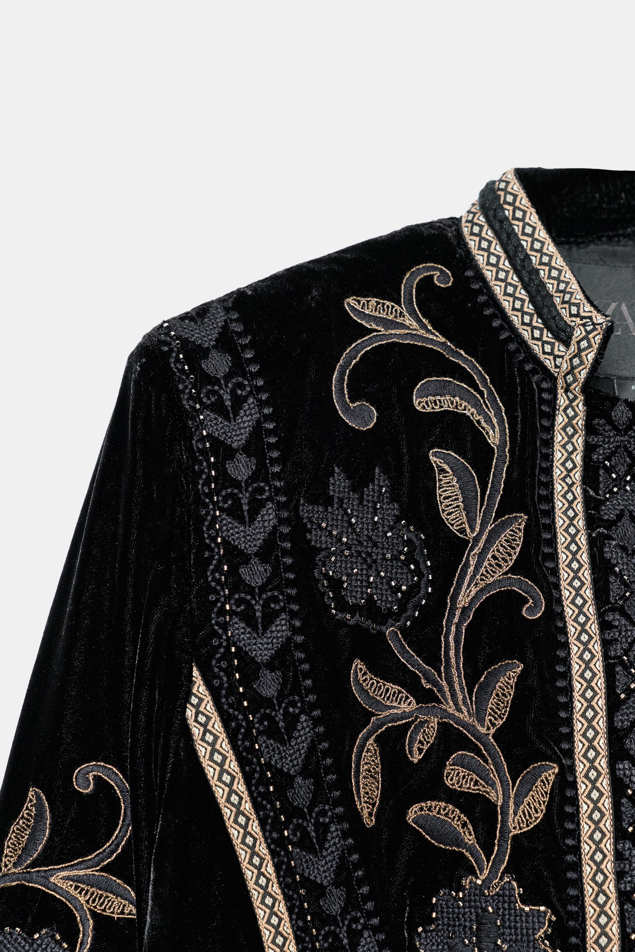 VELVET JACKET WITH EMBROIDERY AND BEADS ZW COLLECTION