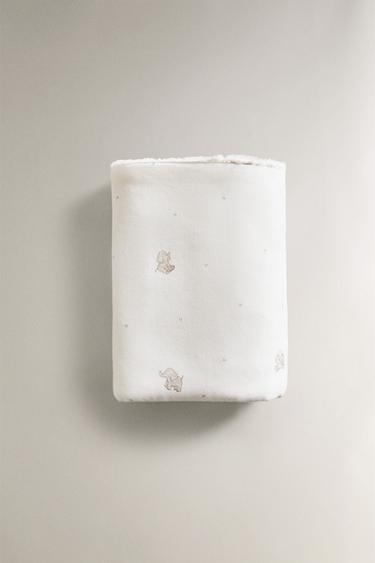 Zara Kirli-beyaz - FİL DESENLİ BEBEK BANYO HAVLUSU