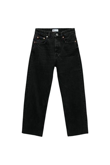 HI-RISE STRAIGHT-LEG JEANS WITH RIPS