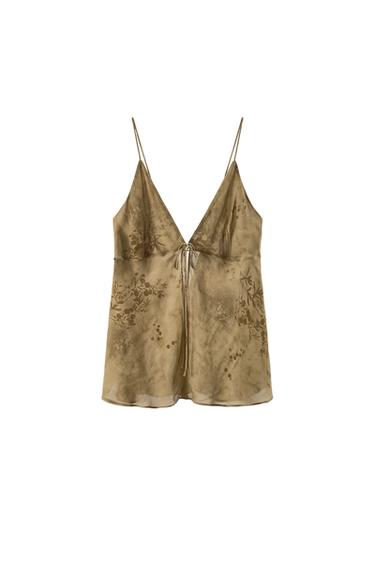 プリント柄ストラップトップスマルチカラ―Zaraのプリント柄ストラップトップス - マルチカラ― 