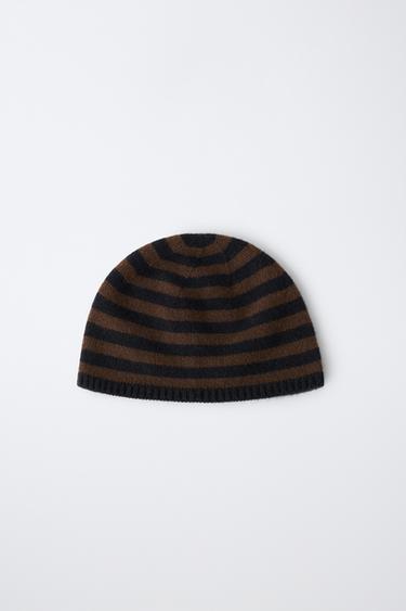 0FR. PARIS X ZARA 100% CASHMERE STRIPED PILLBOX HAT - Black / Brown by Zara - Image 0