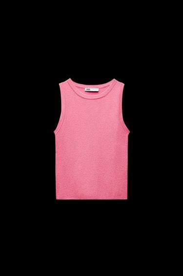 Zara PLAIN KNIT TOP - Pink - Image 0