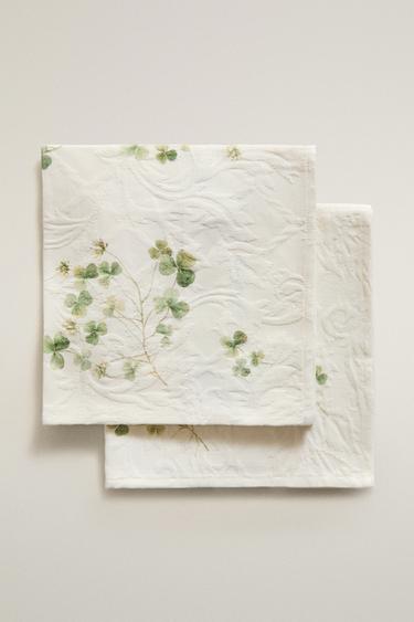 PACK OF JACQUARD NAPKINS WITH CLOVER PRINT (PACK OF 2) - Green by Zara