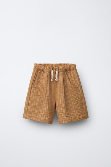 BERMUDA TEXTURÉ À RAYURES - Caramel de Zara - Image 0