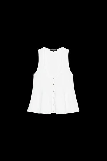 Zara KNIT PEPLUM TOP - White - Image 0