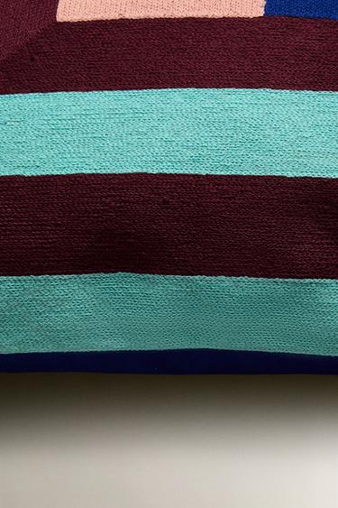 Zara SQUARE COTTON THROW PILLOW COVER X COLLAGERIE - Blues