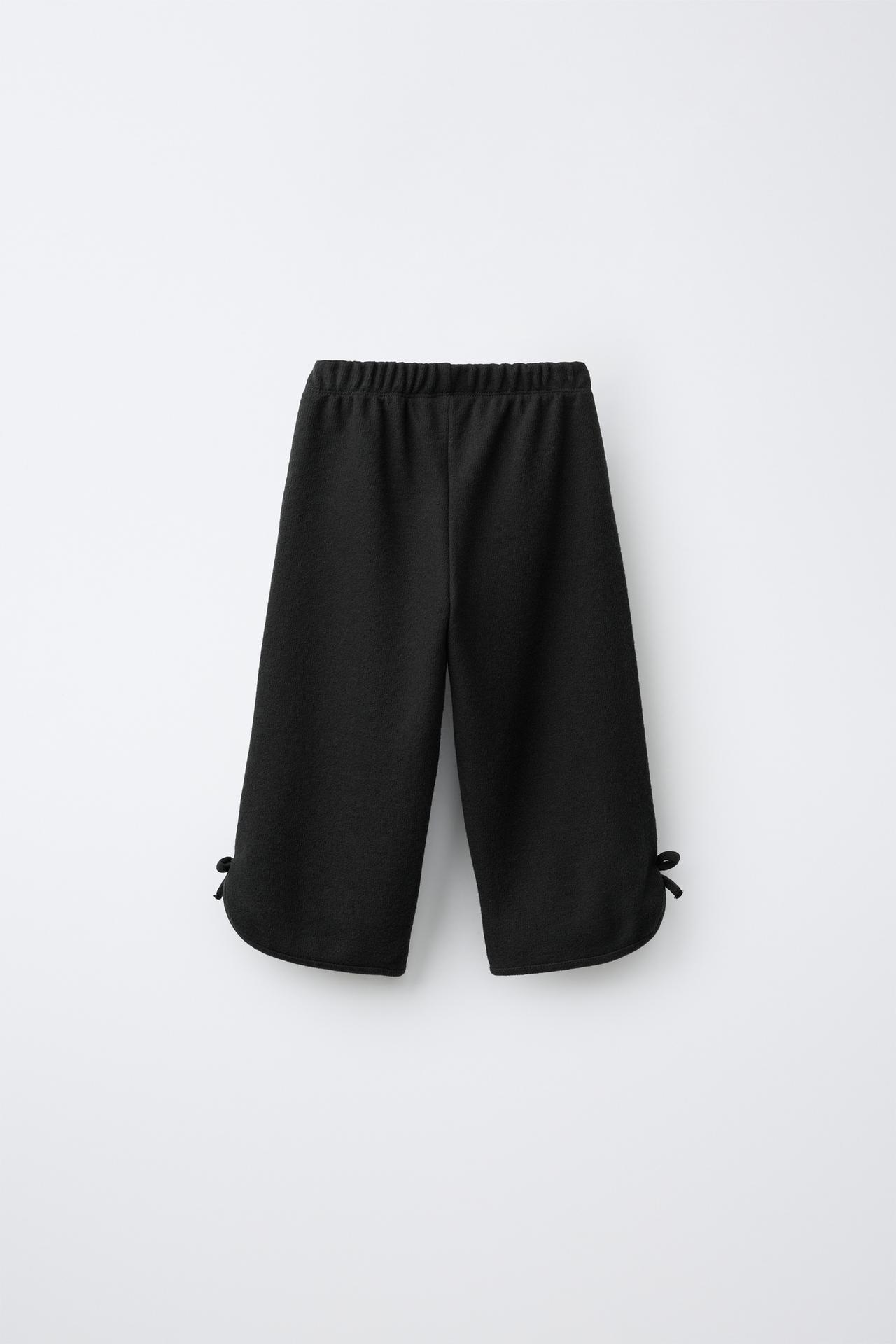 SOFT TOUCH CULOTTE PANTS WITH BOWS — Black