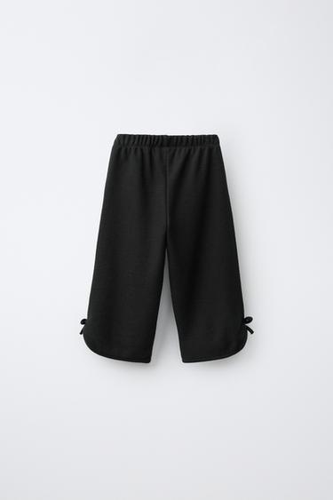 SOFT TOUCH CULOTTE PANTS WITH BOWS — Black 2