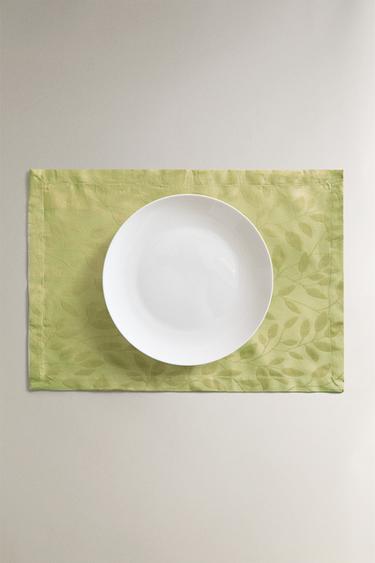 SET DE TABLE JACQUARD VÉGÉTAL - Vert de Zara - Image 4