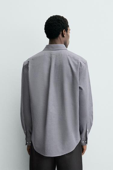 CHEMISE À CARREAUX EN COTON - Bleu / Blanc de Zara - Image 2