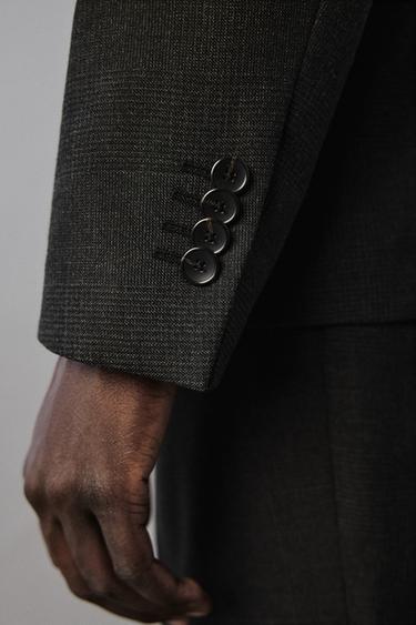VESTE DE COSTUME STRUCTURÉE À CARREAUX - Gris anthracite de Zara - Image 5