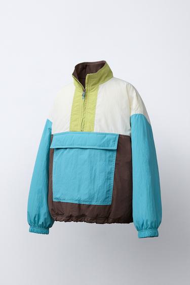 CHUBASQUERO CANGURO COLORBLOCK - Azul de Zara