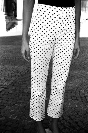 POLKA DOT MINI FLARE TROUSERS - Ecru / Black by Zara