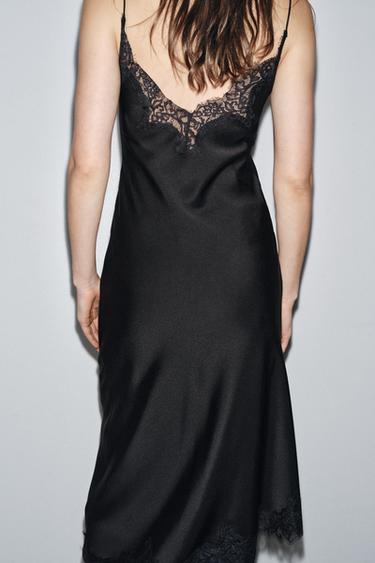ROBE SATINÉE DENTELLE ZW COLLECTION - Noir de Zara - Image 2
