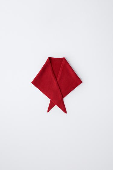 FINE KNIT TRIANGULAR SCARF - Red by Zara - Image 0