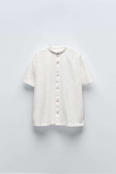 CAMISA CON LINO - Blanco de Zara - Imagen 0