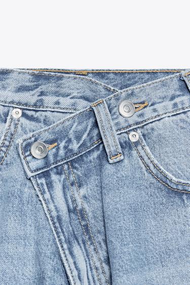 HIGH-WAIST TRF WIDE-LEG CROSSOVER WAIST JEANS - Indigo by Zara - Image 9