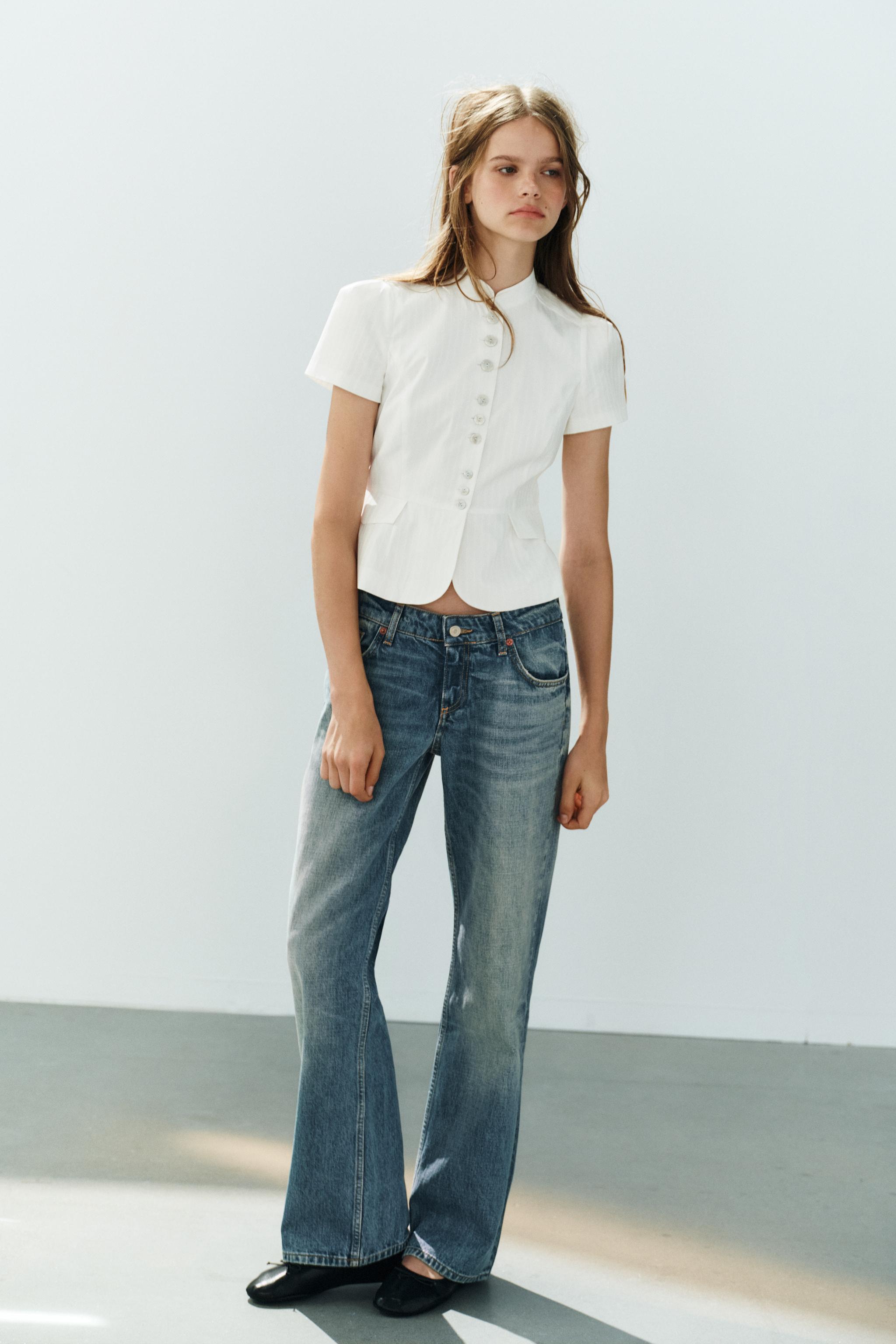 STRIPED PEPLUM TOP — White