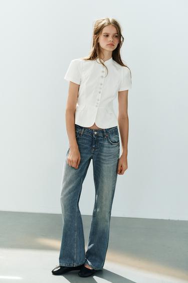 STRIPED PEPLUM TOP - White by Zara - Image 0