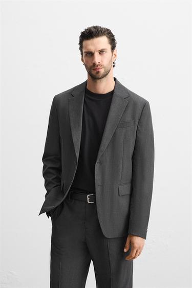 CHECK SUIT BLAZER - Anthracite Grey by Zara