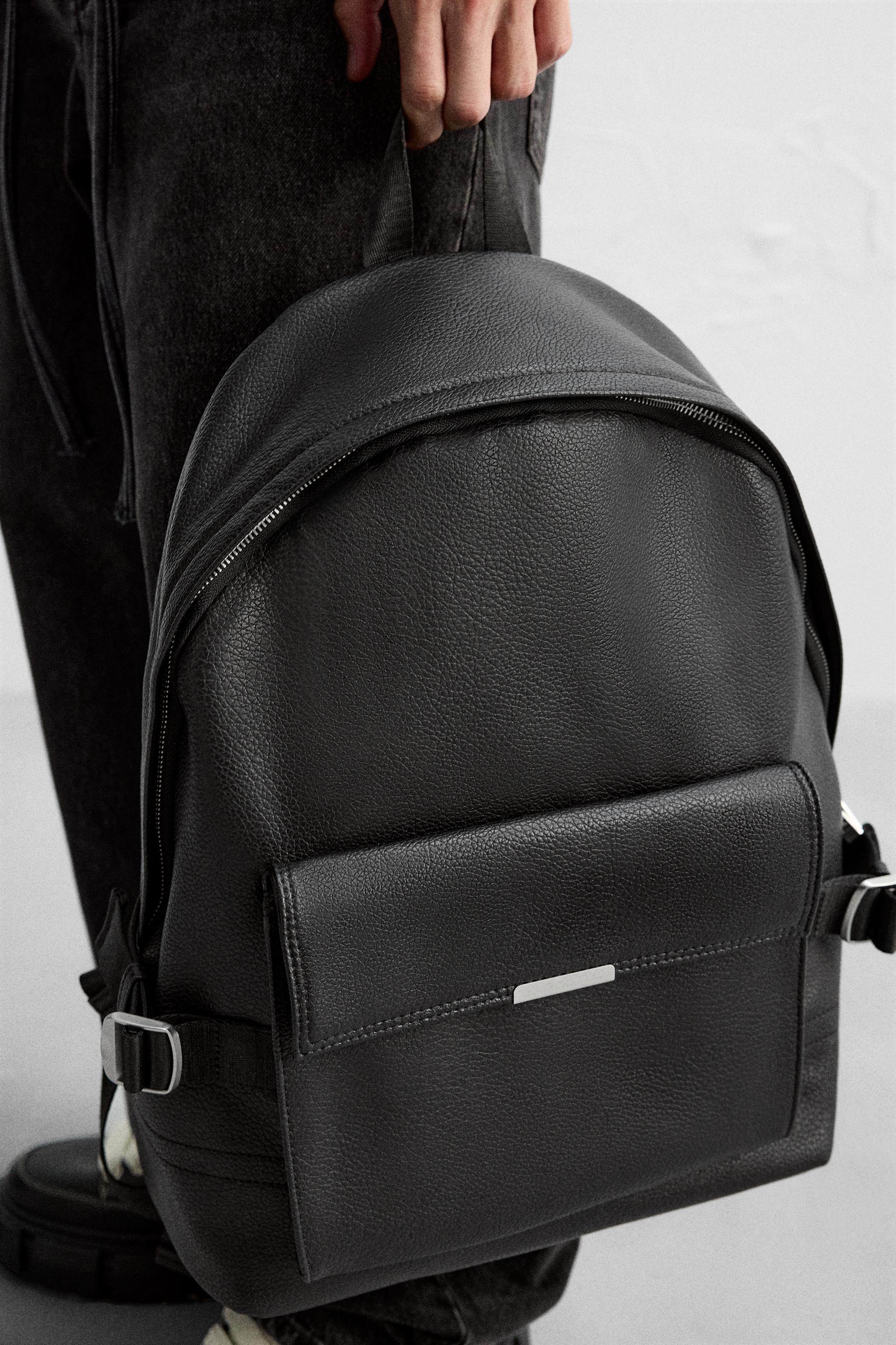 TEXTURED BACKPACK Black ZARA UAE Dubai Sharjah Ajman UAQ Fujairah