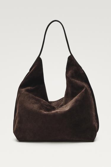 Maxi split suede leather shoulder bag — Chocolate 3