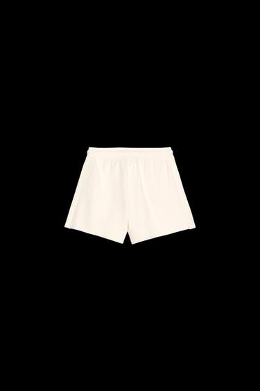 WASHED-EFFECT TEXT SWEATSHORTS - Ecru by Zara