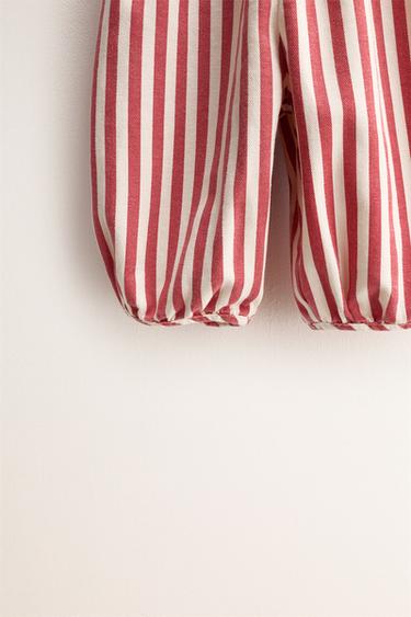 ZARA TIMELESS - STRIPED TWILL BAGGY TROUSERS - Red by Zara - Image 2